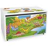 leomark contenitore portagiochi in legno, panca su ruote 71x40x46 cm(A) 91L, scatola con coperchio, mobili per camera da letto e asili, scuole, uffici, cassapanca per bambini, stampa UV - Dinosauri