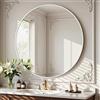 BEAUTYPEAK Specchio rotondo da 90 cm, specchio da parete infrangibile con cornice in alluminio, specchio da bagno da appendere e appoggiare, rotondo da parete per camera da letto, bagno, soggiorno