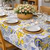 Michele Biancheria Casa - Tovaglia in Cotone 100% 140x240 cm per 8/12 Persone Amalfi Lemon - Fantasia Limoni e Maioliche, Stile Mediterraneo, Elegante e Lavabile (Amalfi Lemon, 12 persone)