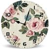 Horienteeon Orologio da parete estetico francese in legno di rosa rosa, 25 cm, a batteria, senza ticchettio, orologio da parete rustico per ufficio, soggiorno, camera da letto o cucina