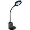 Velamp Swan2 Lampada da Tavolo LED 7 W - Luce Naturale 4000 K, Interruttore Touch, Porta-penne Integrato, Design Compatto ed Elegante, Ideale per Studio e Ufficio - Nero