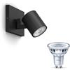 Philips Runner Lampada faretti da soffitto (Nero) - Luce bianca calda - Applique da parete/soffitto 1 punto luce - GU10 - Non dimmerabile