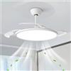 Dceinz LED Retrattile Ventilatore Da Soffitto Con Luce E Telecomando Silenzioso 6 Velocità Lampadario Ventilatore Reversibile Dimmerabili Grande Plafoniera Con Ventilatore Modern Smart-Bianco||105cm