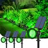 T-SUNUS Luci Solari Esterno Giardino, 4 LED Faretti Solari da Esterno Lampada Solare Giardino IP65 Impermeabile Faretti Solari a LED Esterno Decorative per Piscina Vialetto Patio Alberi 4 Pezzi Verde