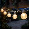 Spetebo Catena luminosa 8 lampadine a LED per esterni ed interni, funzionamento a batteria, 110 cm, illuminazione decorativa da giardino con lampade trasparenti, illuminazione per esterni, catena di