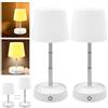 WIYETY Lampada da tavolo a LED, 2 pezzi, lampada da tavolo a LED, regolabile in altezza, dimmerabile, IP54, ricaricabile tramite USB, colore: bianco