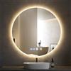 Sararoom 60 cm Specchio Bagno con Luce, Specchi da parete per bagno rotondo con orologio, Anti-Fog, Dimmerabile, 3 Colori Luci, Memoria, IP44 Specchio con luci retroilluminate, HD Vetro Temperato