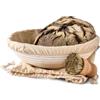 Praknu Cestino per Lievitazione del Pane - Rotondo - In Rattan Sostenibile - 30 cm - Kit con Spazzola, Fodera di Lino & Sacchetto per il Pane