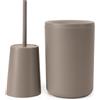 Inbagno Set Accessori Bagno 2 Pezzi Tortora Opaco - Pattumiera 6 Litri E Portascopino WC In Plastica Design Tondo Conico - Linea Pop