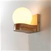 YFMYY Moderno semplice 1/2-luci applique da parete in legno palla di vetro riparo camera da letto comodino applique da parete for sala corridoio balcone ingresso e27 (Dimensione : Single head)