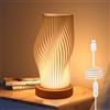 GOMETY Lampada da comodino con base in legno, lampada da tavolo minimalista dimmerabile (9 livelli) con paralume in PLA, orientabile per soggiorno e camera da letto, alimentazione USB, durevole e