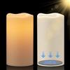 Eldnacele Candele a LED a energia solare, per esterni, impermeabili, a batteria, effetto fiamma, tremolante, interruttore crepuscolare, set da 2 pezzi (diametro 7,5 x 15 cm, crema)