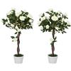 Outsunny Pianta d'Arredo di Rosa da 21 Fiori con Vaso Riempito in Cemento e Muschio, Pianta Finta Anti-UV in Plastica e Tessuto, Ø18x90 cm, Bianco