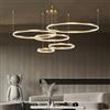 YYUTLUO Lampadario LED Moderno DIY Cerchio | 5 Oro Anelli :20+40+60+80+100cm=130W Illuminazione A Sospensione LED In Metallo+Acrilico Telecomando Dimmerabile Lampada Sospensione Soffitto Rotondo