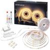 WOBANE Striscia LED 10 m bianco caldo 3000 K 2 x 5 m striscia luci led con telecomando regolabile, striscia led cucina sotto mobile con spina 12 V, striscia luce led adesiva per decorazione feste