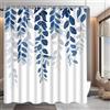 Lerores - Tenda per doccia 240x200 cm, motivo foglia blu, fondo pesante, resistente alla muffa, impermeabile, lavabile, in tessuto di poliestere, tende da bagno con 16 occhielli e anelli per doccia