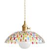 XIRYTU-H Lampada a Sospensione in Vetro Mosaico Colorato Artigianale con Portalampada Dorato, Altezza Regolabile, E27 Lampadario da Soffitto per Isola Cucina Sala da Pranzo Camera da Letto (25cm)