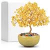 GWEOR Albero della Vita Albero di Cristallo, Albero di Ricchezza in Citrino 72 Pietre 8 Fiori, Decorazioni Casa, Regalo Spirituale ed Energetico con Scatola Regalo