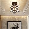 Chao Zan Lampada a sospensione a stella con paralume a sospensione in vetro strutturato Plafoniere Lampadari moderni per creative Forma pentagramma Lanterna in metallo per corridoio Ristorante scala (Nero)