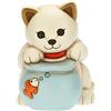 THUN - Soprammobile Gatto con Ampolla e Pesciolino - Bomboniere, Bomboniere Comunione - Ceramica Decorata - 18x16x20 cm h