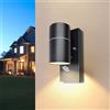 Wondlumi Applique da Esterno/Interno LED con Sensore Crepuscolare GU10,Luce Calda 5W,Lampada da Parete Esterno IP44 Faretto da Parete Moderno Nero per Scala,Corridoio,Balcone,Villa Bagno