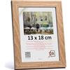 3-B Cornice portafoto HIT - marrone (rovere con venature ottiche del legno) - 13 x 18 cm - Cornice in legno, cornice portafoto con vetro acrilico