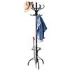COSTWAY Appendiabiti da Terra, Attaccapanni in Legno con 12 Ganci, Appendi Cappotti, Porta Cappotti da Ingresso, 182 x 48 x 48 cm, Capacità carico 10 kg (Nero stile 2)