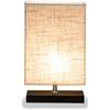 Zeefo Lampada da comodino, in legno massiccio e paralume in tessuto, per camera da letto, salotto, camera del bambino, studentato, comò, tavolino da salotto, scaffale libreria moderno Rectangle