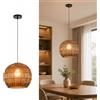 CONERY Lampadario in rattan stile fattoria, paralume in tessuto intrecciato a gabbia, lampadari da soffitto in stile bohémien per sala da pranzo, soggiorno, camera da letto, isola cucina E 27 (30/40 C