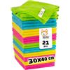 AKITAInk Panno in microfibra - 21 Panni in microfibra per la Pulizia 30 x 40 cm Multicolore, Riutilizzabile, Lavabile per Casa, Cucina, Auto, Vetri, Strofinacci senza Pelucchi e senza Strisce (21)