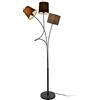 lux.pro Lampada da Terra con 3 Paralumi Conici in Tessuto Lampada a Stelo a Collo di Cigno con Telaio in Metallo Piantana Alta 146 cm per Soggiorno Camera da Letto - Nero/Marrone/Grigio
