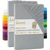 Lavea® Set 2 Lenzuola con Angoli Singolo 90x200 cm - 100% Cotone Morbido e Traspirante - per Materassi alti fino a 20 cm - con Elastico in Jersey - Argento