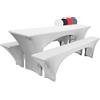 Beautissu Set con tovaglia e copripanca per ristoranti in tessuto | 220x70x80cm bianco per birreria catering ricevimenti elasticizzato pezzi tavolo panca elasticizzata Victoria