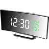 Derkiewn Sveglia Digitale, Grande Schermo a LED da 6.5'', Sveglia da Comodino con temperatura e umidità, Orologio a Specchio con 2 Allarme, luminosità regolabile, Snooze, Alimentato USB(bianco 01)