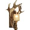 AWEITG Applique da parete rustica corno di cervo con paralume in vetro smerigliato - Lampadario vintage for sala da pranzo, soggiorno, caffetteria e bar(Ivory White)