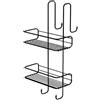 Gedy Tito Mensola Portaoggetti Doccia da Appendere, Porta Bagnoschiuma da Doccia Senza Foratura, 2 Ripiani Cestini Rettangolari in Metallo Finitura Nero Opaco, Dimensioni L 24 x P 22 x H 49 cm
