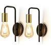 Chao Zan Lampada da Parete Industriale Vintage Nera con Dettagli Oro, Attacco E27, 130x260mm, Stile Retrò per Interni, senza lampadina (2 pezzo)
