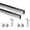 Emuca - Kit di asta appendiabiti ovale da armadio 1150mm e supporti, finitura cromata, Lotto di 2