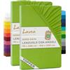 Lavea® Set 2 Lenzuola con Angoli Singolo 90x200 cm - Jersey 100% Cotone - Per Materassi Topper fino a 10 cm - Con Elastico Tutto Intorno - Certificato OEKO-TEX - Verde Mela