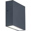 LUTEC Gemini XF - Lampada da parete moderna in alluminio antracite, adatta per qualsiasi parete di casa, garage, terrazza, 9 Watt, 230 V, 750 lm, 11 x 11 x 3,8