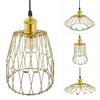 Mengjay E27 Vintage Industriale Sospensione Lampada Gabbia Lampada a Soffitto in Metallo,Creativo Lampadario a Soffitto Sospensione Geometrico Deformabile Regolabile Gabbia Pieghevole (Oro)