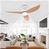 YFouCnd I Moderno Lampadario Con Ventilatore Da Soffitto Reversibile 6 Velocità 3 Colori Ventilatore Da Soffitto Con Luce E Telecomando Creatività Silenzioso Lampadario Ventilatore Φ 90cm-Black wood
