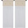 HOME ZEN HOUSEHOLD LINEN coppia di tendine a vetro da cucina art orleans shabby tessutto effetto lino seta in poliestere con mantovana scozzese e tre cuori applicati (mis 60x150cm, fiore beige)