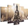 Cuadros B&D XXL - Quadro 200x100 cm 5 Pezzi - Stampa su Tela Strutturata XXL Grande - Quadri Moderni Componibili Camera da Letto Matrimoniale - Stampe da Parete Arte - Buddha h-C-0012-b-n