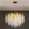 YangRy Modern Crystal Tree Branch Chandelier, Large Gold Raindrop Indoor Hanging Pendant Light Fixture for Dining Room Kitchen Island Living Room Bedroom,Round 80cm