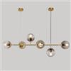 Moddeny 6 luci E27 Lampadario moderno Nord Europa Lampadario a sfera in vetro Industriale 51 pollici Lampada a sospensione a soffitto per soggiorno Sala da pranzo Decorazione artistica Ristorante