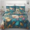 PELLECCHIA 1969 | Copriletto IRGE Trapuntato Estivo 260x270 cm 100 g/m² Trapuntino Primaverile, Trapunta Leggera, 100% Made in Italy a 2 Piazze (Foglie Blu, Matrimoniale)