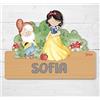 DEKORI Targhetta personalizzabile con nome per la porta, decorazione da parete in legno, sfiziosa idea regalo per regalo battesimo Comunione compleanno. Prodotta in Italia, da DEKORI (Biancaneve)