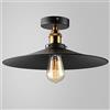 Mengjay Vintage Lampada a Sospensione Industriale Plafoniera Retrò Soffitto luce E27 Base Paralume in Ferro per Bar,Ristorante,Studio,Cucina,Camera da letto,Nero(Ø30CM)