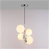 B·LED BARCELONA LED Lampada a sospensione da soffitto TANNA a 4 sfere, lampada moderna in vetro opalino e alluminio, attacco E27, Ø 15cm, altezza regolabile, per soggiorno, sala, cucina o camera da letto